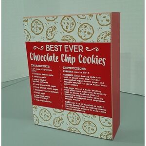 Best Cookie Ever Wood Box‎ Decor Red Cookie Recipe 6.5in X 5in X 1.75in